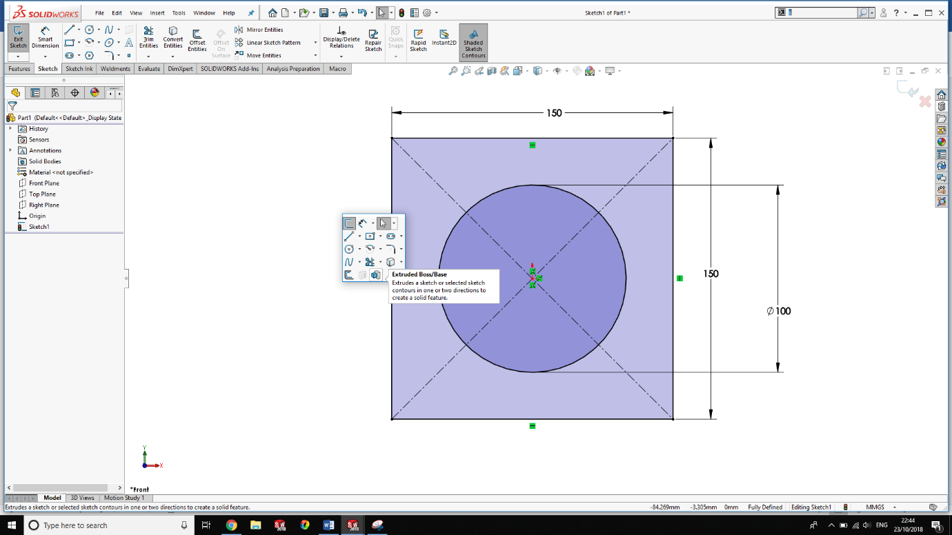 insterting drawing view in solidworks with mouse